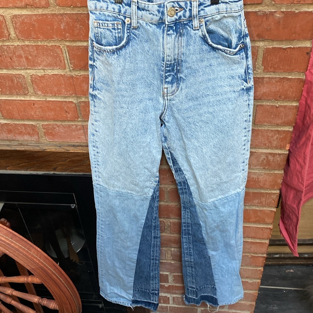 Zara Patchwork Collection Wide Leg High Waist Jea… - image 2